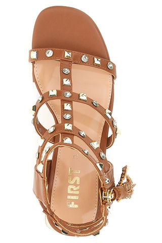 Sandali Marroni da Donna Con Borchie The First 206