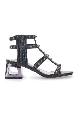 Schwarze Sandalen mit Nieten The First 206