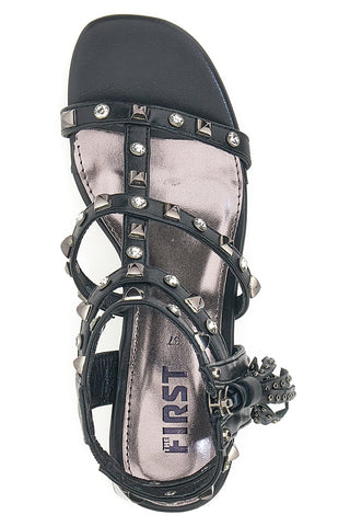 Schwarze Sandalen mit Nieten The First 206