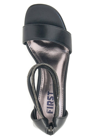 Schwarze Sandalen mit Riemen und Strassdetails The First 210/A