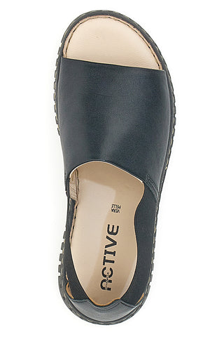 Sandalo nero in pelle con elastici latelali Pittarello Active 2401