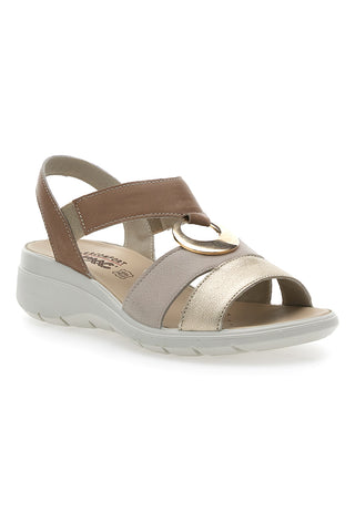 Beige Sandalen mit goldenem Detail IMac 557380