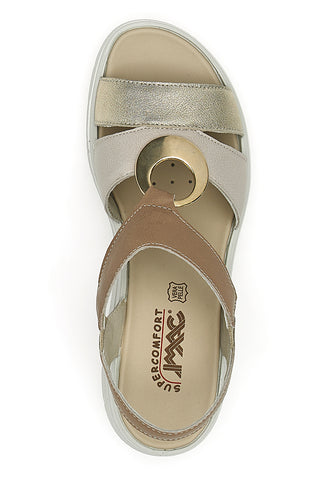 Beige Sandalen mit goldenem Detail IMac 557380