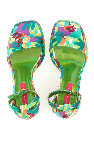 Sandali Verdi Con Fantasia Floreale Tacco 9,5 cm BettyFlowers 201