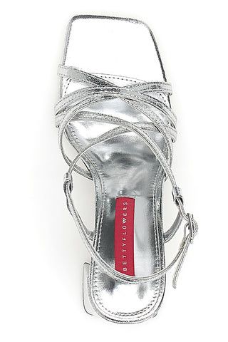 Sandali con tacco Argento e Listini Incrociati BettyFlowera 504