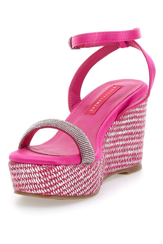 Fuchsia-Sandalen mit Riemen und Keilabsatz 10 cm Bettyflowers 1402