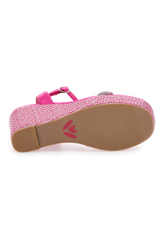 Fuchsia-Sandalen mit Riemen und Keilabsatz 10 cm Bettyflowers 1402