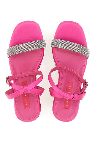 Fuchsia-Sandalen mit Riemen und Keilabsatz 10 cm Bettyflowers 1402