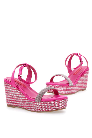 Fuchsia-Sandalen mit Riemen und Keilabsatz 10 cm Bettyflowers 1402