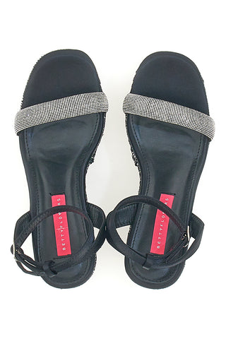 Schwarze Sandalen mit Riemen und Keilabsatz 10 cm Bettyflowers 1402