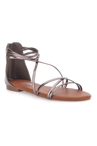 Bronzefarbene Sandalen mit flacher Sohle The First Chic 1211