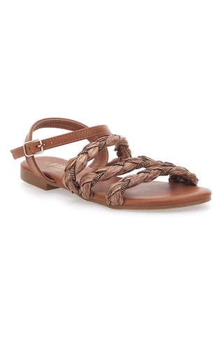 Cognacfarbene Sandalen mit Zöpfen The First Chic 003
