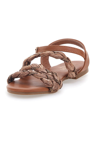 Cognacfarbene Sandalen mit Zöpfen The First Chic 003