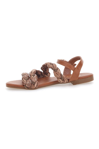 Cognacfarbene Sandalen mit Zöpfen The First Chic 003