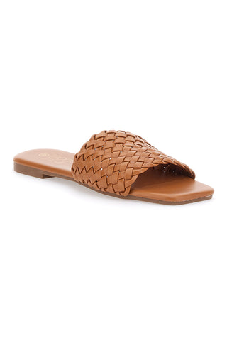 Ciabatte Flat Cognac Con Fascia Incrociata Mon Dieu 5410