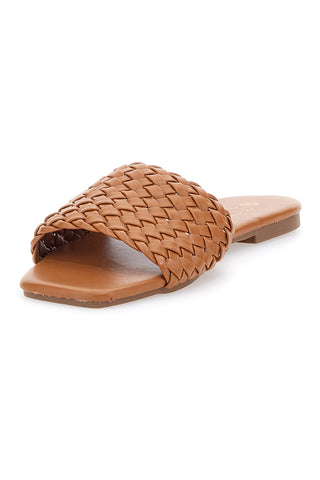 Ciabatte Flat Cognac Con Fascia Incrociata Mon Dieu 5410