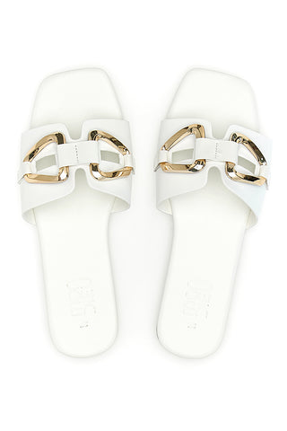 Ciabatte Bianche Con Dettagli Oro Mon Dieu 5413
