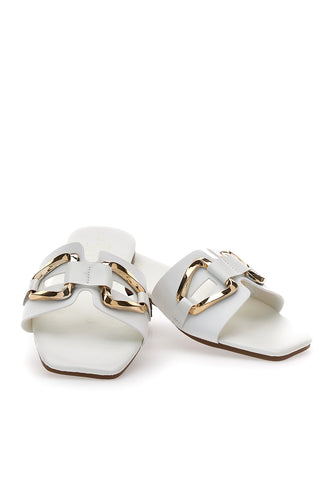 Ciabatte Bianche Con Dettagli Oro Mon Dieu 5413