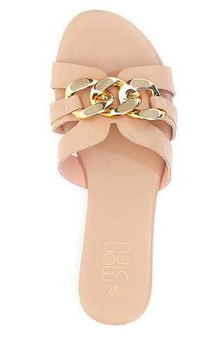 Rosa niedrige Hausschuhe mit Kette Mon Dieu 3982