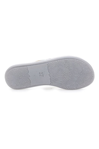 Sand- und weiße Flip-Flops mit Strasssteinen Inblu 01 Zo