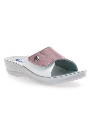 Ciabatte Rosa e Bianche Con Strappo in Velcro Inblu 61 Vr
