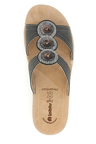 Schwarze Hausschuhe mit Keilabsatz und verchromten Details Inblu 60 GL