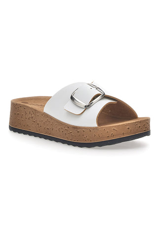 Ciabatte Bianche Con Fibbia e Platform In Pelle Inblu 38 Pk