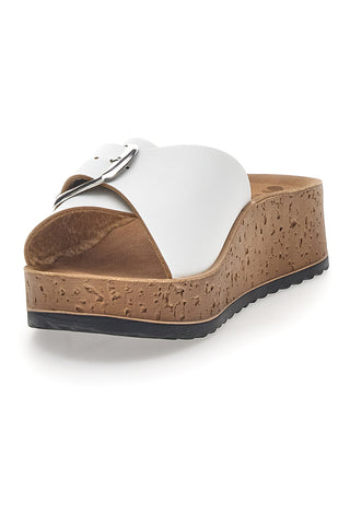 Ciabatte Bianche Con Fibbia e Platform In Pelle Inblu 38 Pk