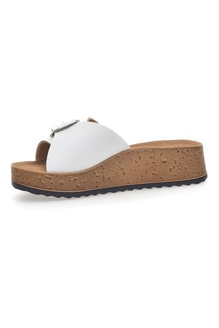 Ciabatte Bianche Con Fibbia e Platform In Pelle Inblu 38 Pk