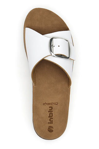 Ciabatte Bianche Con Fibbia e Platform In Pelle Inblu 38 Pk