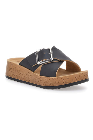 Ciabatte Nere con Platform e Fibbia Inblu 39 PK