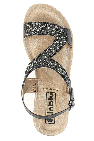 Schwarze Sandalen mit Strasssteinen Inblu 39 Bv