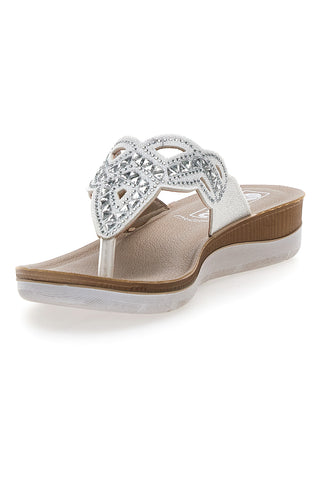 Ciabatte Bianche Infradito Con Pietre e Strass Inblu 36 Bv