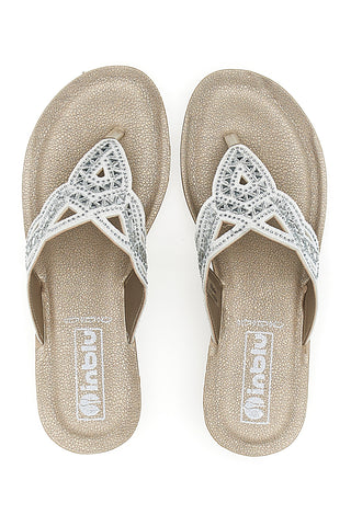 Ciabatte Bianche Infradito Con Pietre e Strass Inblu 36 Bv