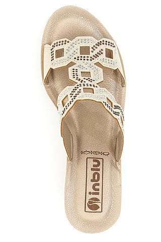 Platin-Hausschuhe mit Keilabsatz und Strasssteinen Inblu 34 As