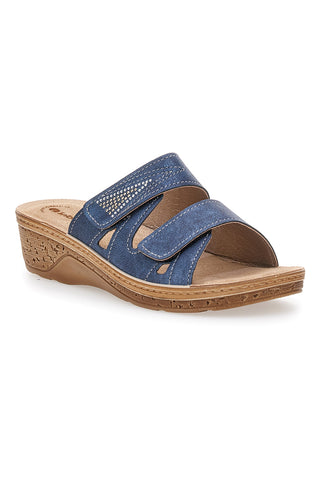 Ciabatte Jeans Con Strappi in Velcro Inblu 04 PV