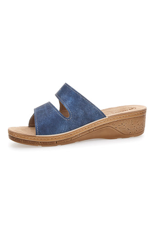 Ciabatte Jeans Con Strappi in Velcro Inblu 04 PV