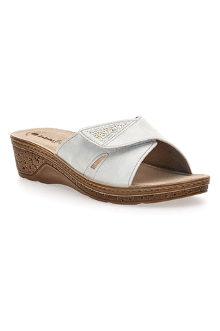 Weiße Hausschuhe mit Keilabsatz und Riss Inblu 03 PV