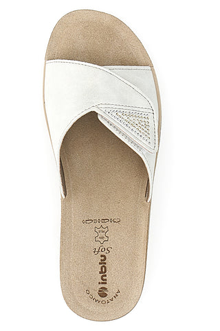 Weiße Hausschuhe mit Keilabsatz und Riss Inblu 03 PV