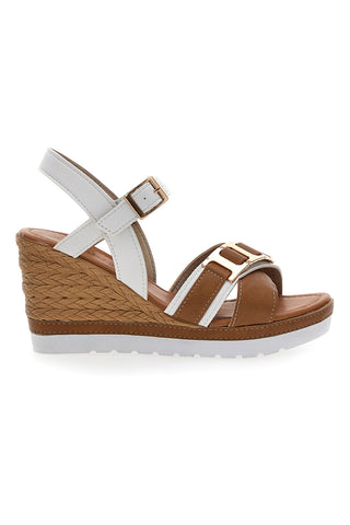 Weiße Sandalen mit Keilabsatz und Knöchelriemen Inblu 39 FG