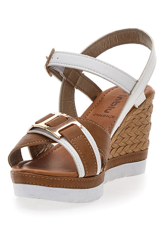 Weiße Sandalen mit Keilabsatz und Knöchelriemen Inblu 39 FG