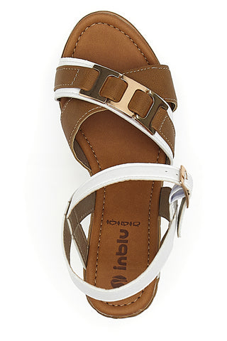 Weiße Sandalen mit Keilabsatz und Knöchelriemen Inblu 39 FG