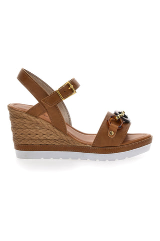 Braune Sandalen mit Keilabsatz und Knöchelriemen Inblu 38 FG