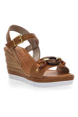Braune Sandalen mit Keilabsatz und Knöchelriemen Inblu 38 FG