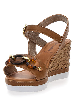 Braune Sandalen mit Keilabsatz und Knöchelriemen Inblu 38 FG