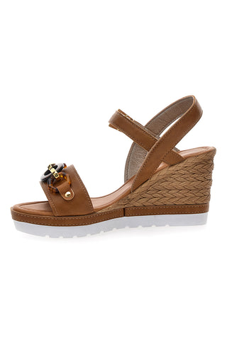 Braune Sandalen mit Keilabsatz und Knöchelriemen Inblu 38 FG