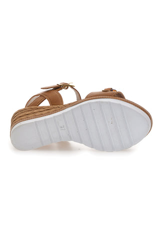 Braune Sandalen mit Keilabsatz und Knöchelriemen Inblu 38 FG
