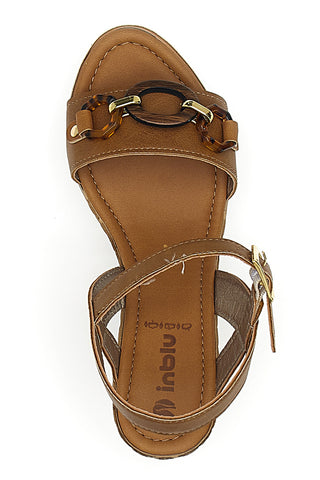 Braune Sandalen mit Keilabsatz und Knöchelriemen Inblu 38 FG