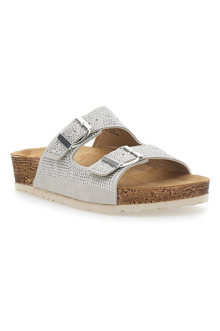 Weiße Hausschuhe mit blauen Strasssteinen 37 Nm