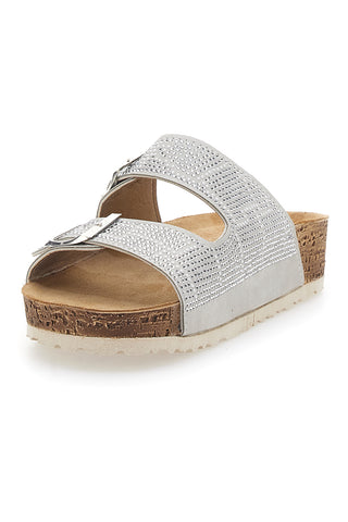 Weiße Hausschuhe mit blauen Strasssteinen 37 Nm